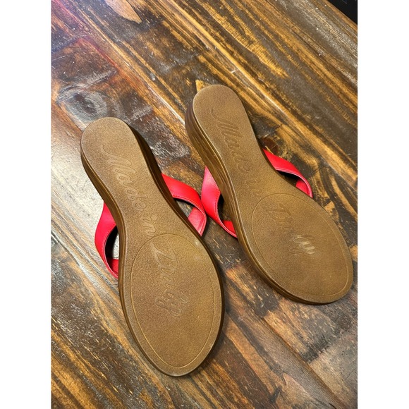 Italian Shoemakers Red Flower Wedge Flip Flop Sandals Women's Size 7.5 - Picture 4 of 9